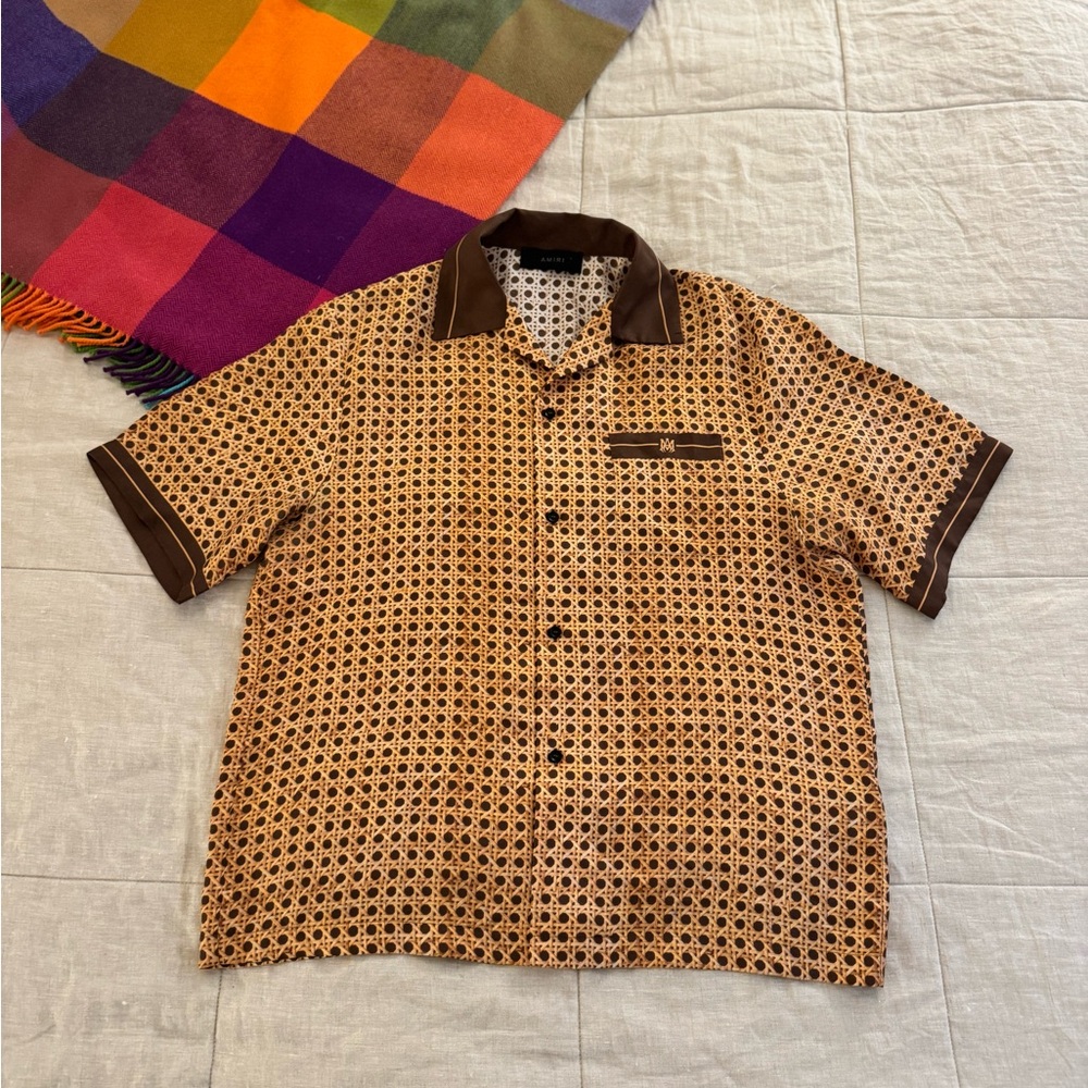 Amiri Patterned Button-Down Silk Shirt - image 1